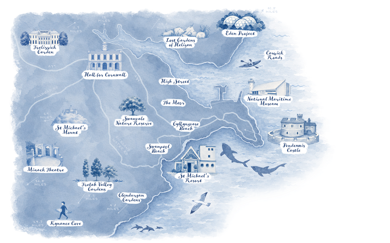 St Michaels Resort Falmouth Map Illustration