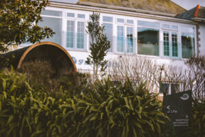 St Michaels Resort exterior with a glimpse vies of the outside sauna
