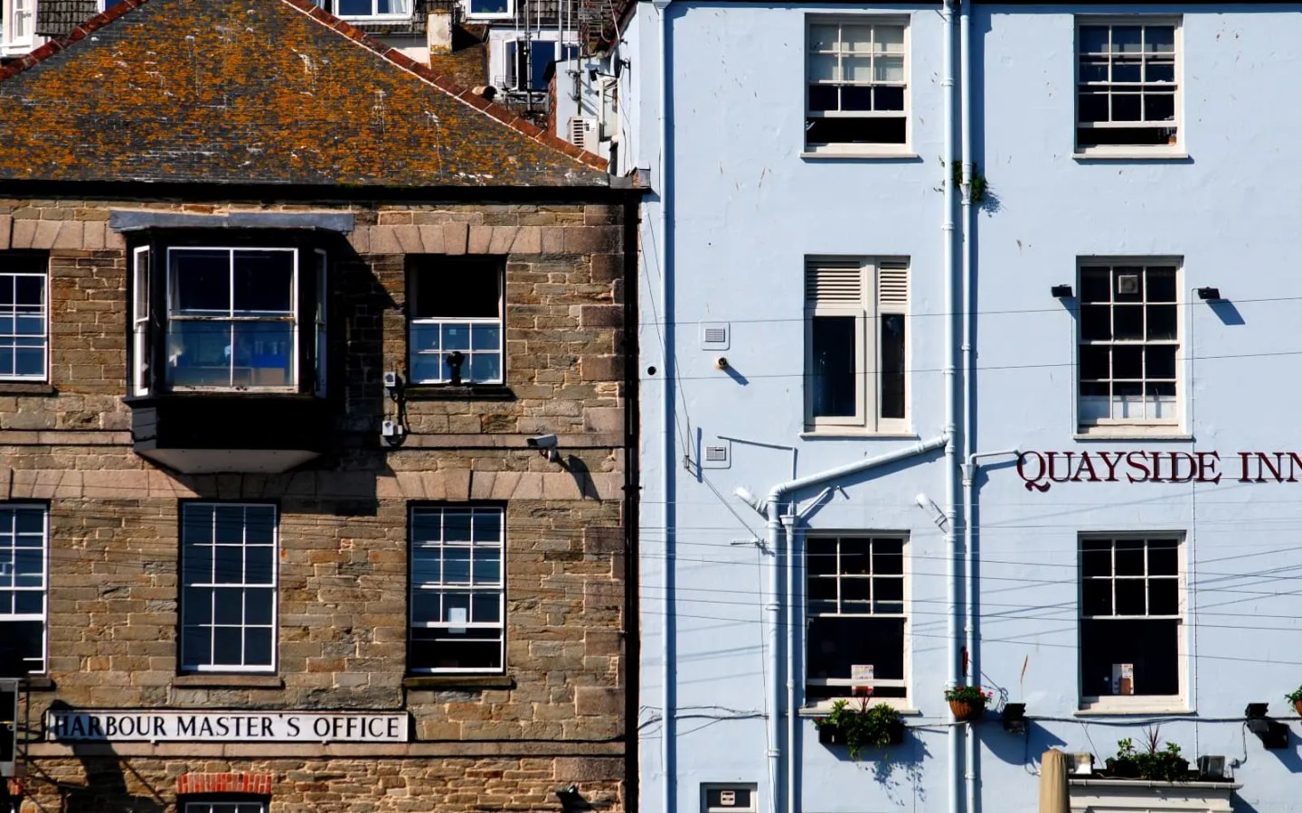 Colourful buildings in Falmouth town centre, Cornwall