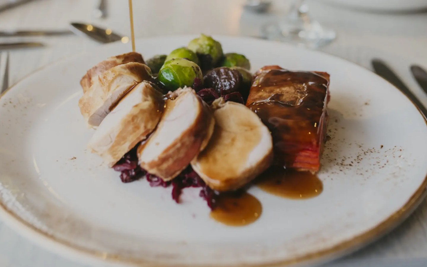 Festive dinner served at Brasserie on the Bay, St Michaels Resort, Falmouth