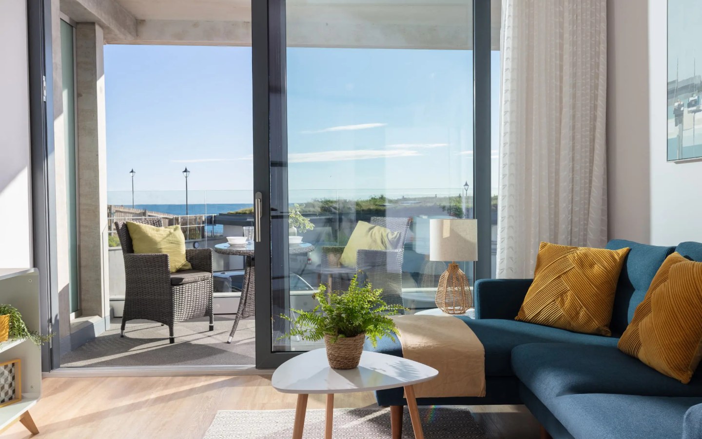 Open plan living space in a Liner apartment at St Michaels, Falmouth