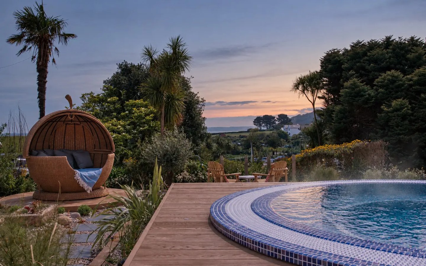 Outdoor hot tub in the spa garden at St Michaels Spa, Falmouth